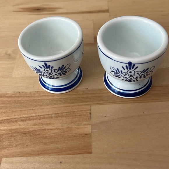 Lot of 4 Vintage Delft Blue & White Hand Painted Egg Cups Windmill - Picture 7 of 8